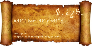 Völker Árpád névjegykártya