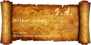 Völker Árpád névjegykártya
